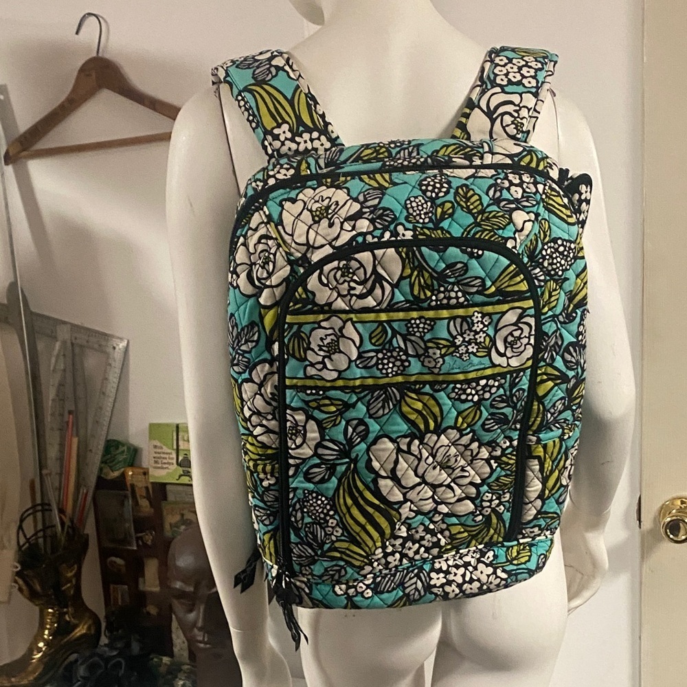 Vera Bradley Floral Backpack with Blue and Green Pattern